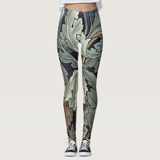 Legging William Morris Acanthus Wallpaper Folhas (Frente)