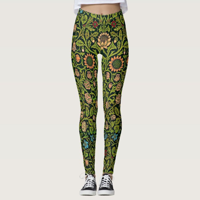 Legging William Morris - Columbina, verde escuro, Case-Mat (Frente)