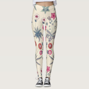 Legging William Morris Daisy Padrão Floral Laranja Vermel