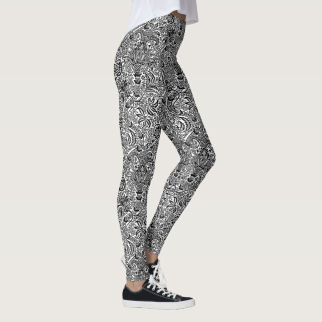 Legging William Morris Indian, Black and White (Direita)