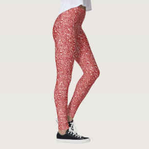 Legging William Morris Indian, Dark Red e White
