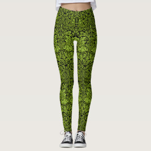 Legging William Morris Irmão Coelho Verde Sage Preto