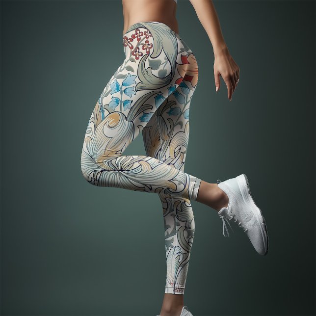 Legging William Morris Lily Art Nouveau Perna Floral (Criador carregado)