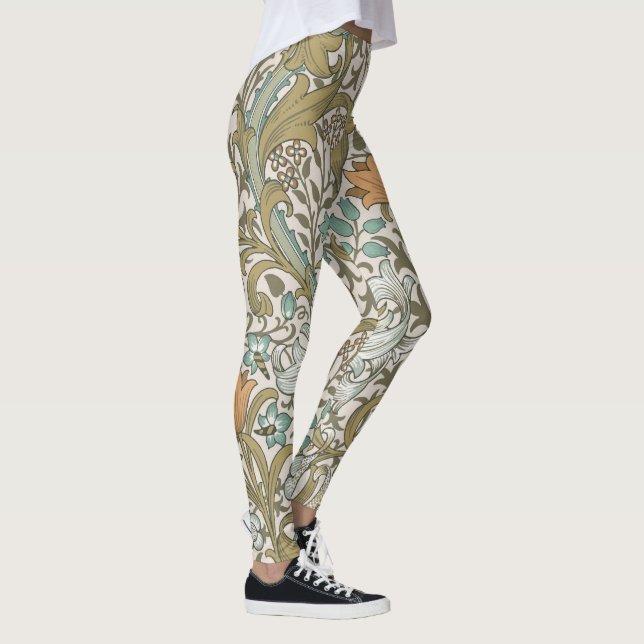 Legging William Morris Lírio Dourado Azul Clássico Dourado (Direita)