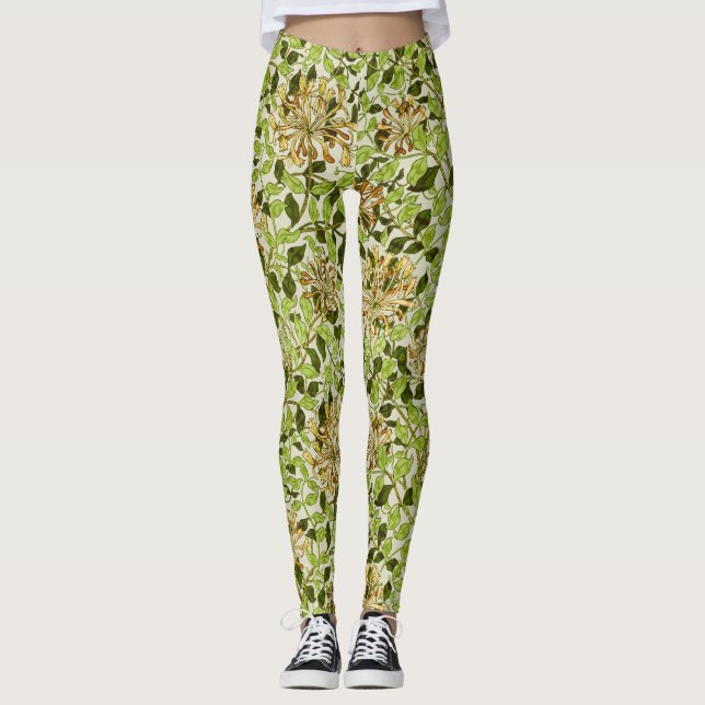 Legging William Morris Madressilva Flores Verdes (Frente)