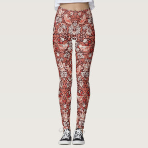 Legging William Morris Morango Ladrão Terracota Pássaro