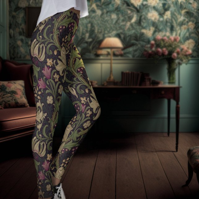 Legging William Morris Ouro Lily Art Nouveau Floral (Criador carregado)