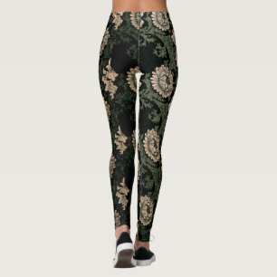 Legging William Morris, padrão, redesenhado, cores escura