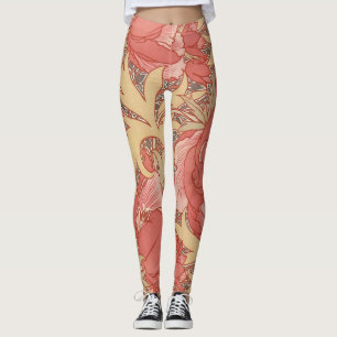 Legging William Morris Poppies Floral Art Nouveau Pattern