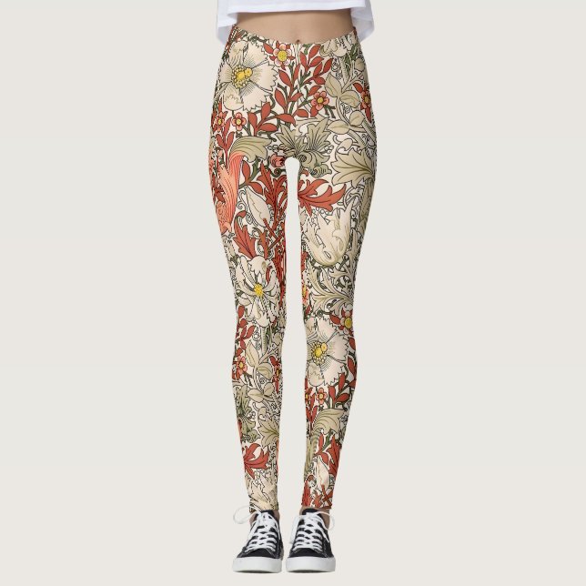 Legging William Morris Primavera Compton Flower Vermelho (Frente)