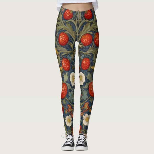 Legging William Morris Strawberry Thief Padrão Floral (Frente)