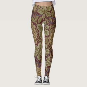 Legging William Morris Vine Grape Red Green Art