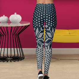 Legging Wool Knitted Christmas And New Year Flower Pattern