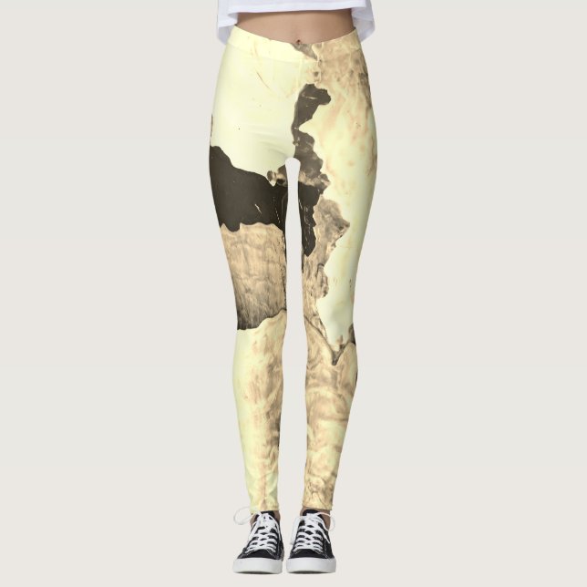 Legging Workout de padrão de Abstrato branco e preto (Frente)