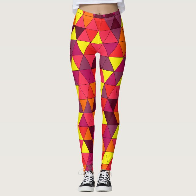 Legging Workout Geométrico Rosa, Roxo e Amarelo (Frente)