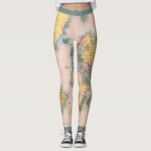 Legging World Map Atlas Viagem Lover's
