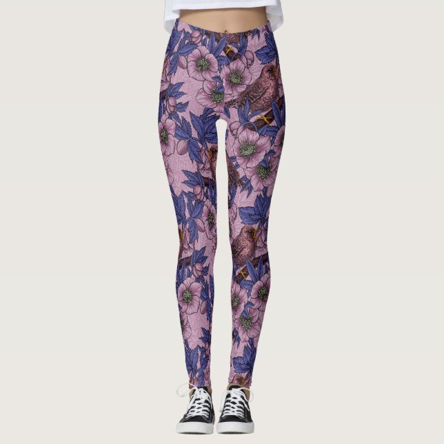 Legging Wren e hellebore, rosa e violeta (Frente)