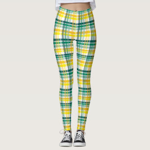 Legging Xadrez Amarela E Teal