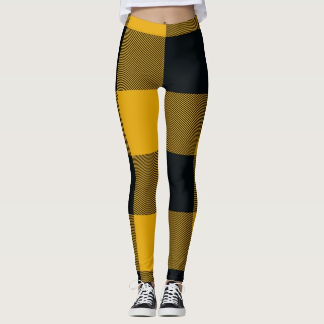 Legging Xadrez Amarelo e Preto de Búfalo (Frente)