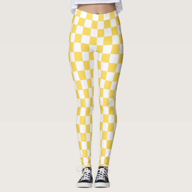 Legging Xadrez amarelo visual clássico (Frente)