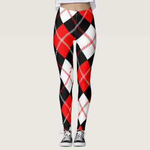 Legging Xadrez Argyll Vermelho Preto Branco