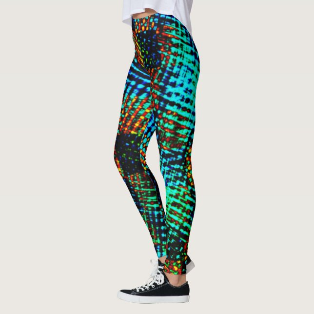 Legging Xadrez azul, arranhão verde, vermelho, mancha suja (Esquerda)