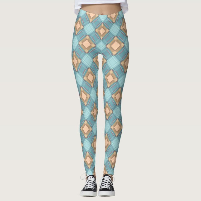 Legging Xadrez azul-bege (Frente)