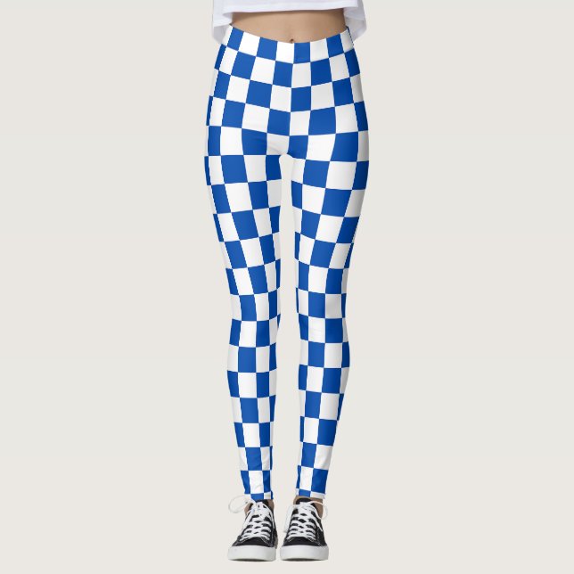 Legging Xadrez azul cobalto clássico (Frente)