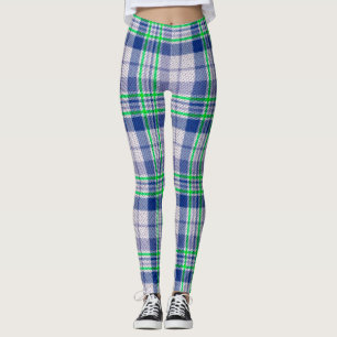Legging Xadrez Azul Com Pernas Verdes
