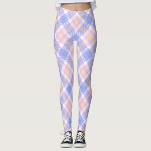 Legging Xadrez azul cor-de-rosa amarelo