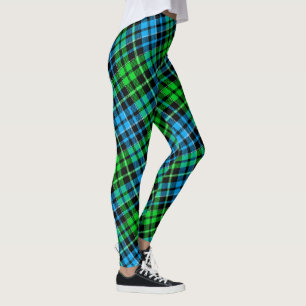 Legging Xadrez Azul e Verde Tartan Preto