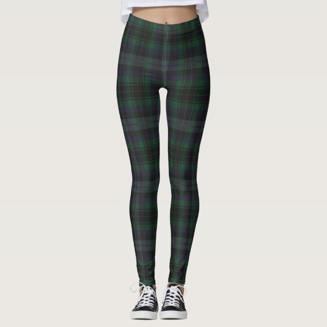 Legging Xadrez Azul Escuro de Tartan (Frente)
