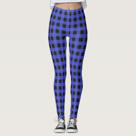 Legging Xadrez Azul Rústico de Búfalo, Listras de Lenhador
