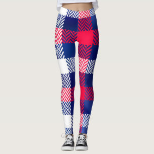 Legging Xadrez Azul, Vermelho e Branco