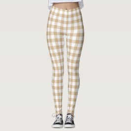 Legging Xadrez Bege Branco Gingham