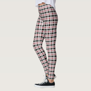 Legging Xadrez branca preta vermelha