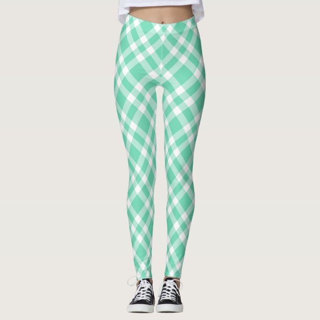 Legging Xadrez Branco Aquamarine (Frente)