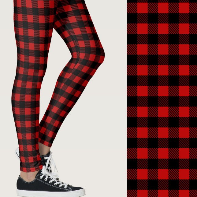 Legging Xadrez búfalo clássico vermelho e preto (Criador carregado)