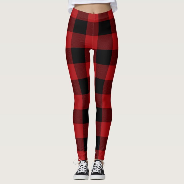 Legging Xadrez Buffalo Preto Vermelho (Frente)