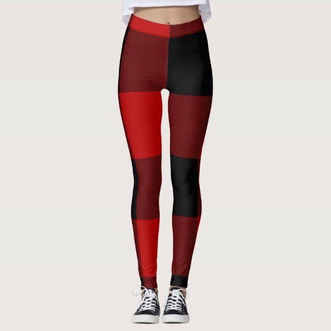 Legging Xadrez Buffalo Vermelho e Preto (Frente)