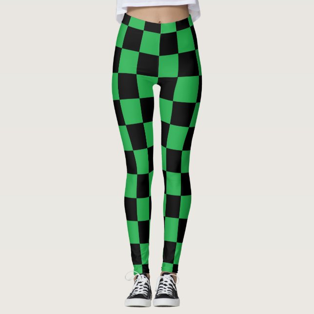 Legging Xadrez Contornado Verde e Preto (Frente)