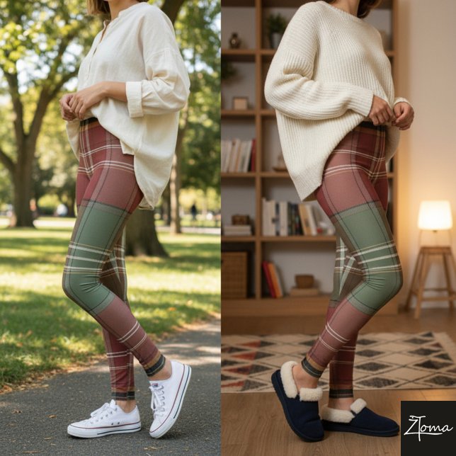 Legging Xadrez Coral e Salvia (Criador carregado)