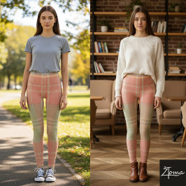 Legging Xadrez Coral e Salvia