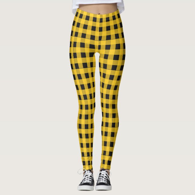 Legging Xadrez de Búfalo Rústico Amarelo de Lenhador (Frente)