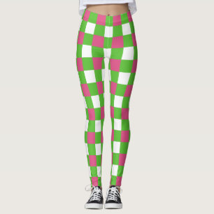 Legging Xadrez De Búfalos Verdes E Rosa