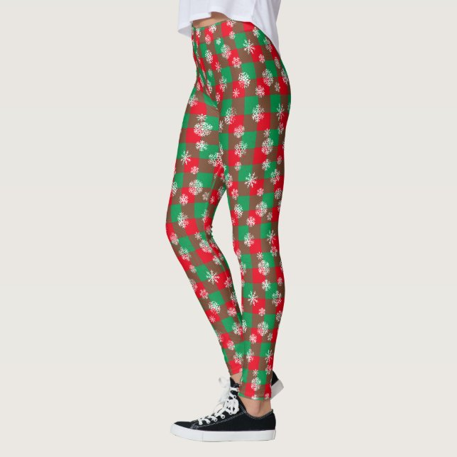 Legging Xadrez de Buffalo de Natal em Flocos de Neve (Esquerda)