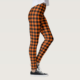 Legging Xadrez de Buffalo Laranja e Preto Queda