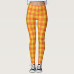 Legging Xadrez de Buffalo Retroativa Padrão de Tartan Amar<br><div class="desc">Xadrez de Buffalo Retroativa Padrões de Tartan Amarelos e Laranja</div>