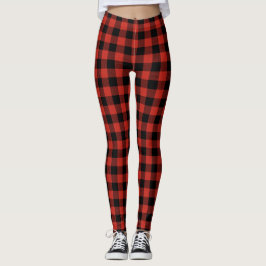 Legging Xadrez de Buffalo Vermelho e Negro