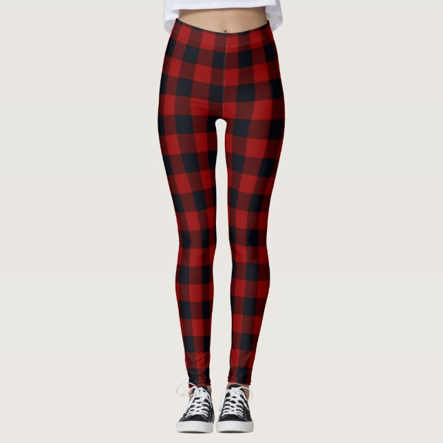 Legging Xadrez de Buffalo Vermelho e Negro (Frente)